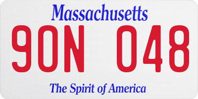 MA license plate 9ON048