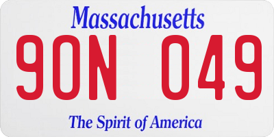MA license plate 9ON049