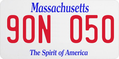 MA license plate 9ON050