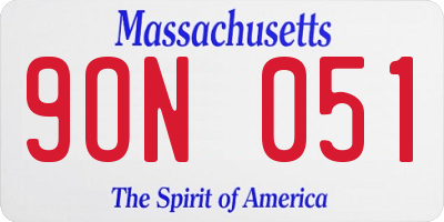 MA license plate 9ON051