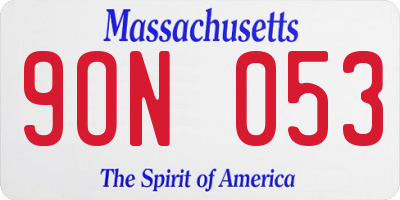 MA license plate 9ON053