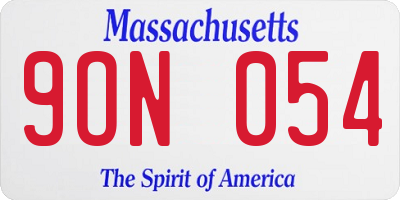 MA license plate 9ON054