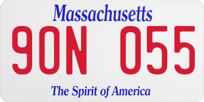 MA license plate 9ON055