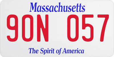 MA license plate 9ON057