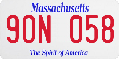 MA license plate 9ON058