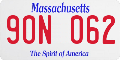 MA license plate 9ON062