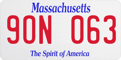 MA license plate 9ON063