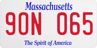 MA license plate 9ON065