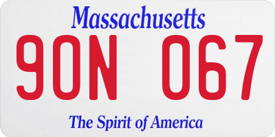 MA license plate 9ON067