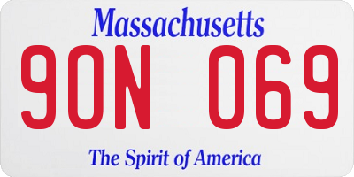 MA license plate 9ON069