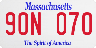 MA license plate 9ON070
