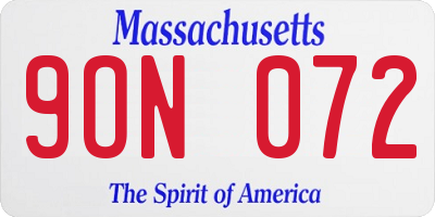 MA license plate 9ON072