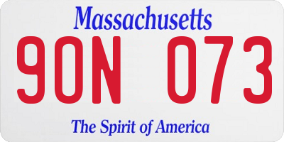 MA license plate 9ON073