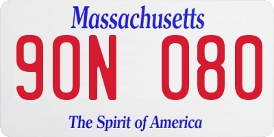 MA license plate 9ON080