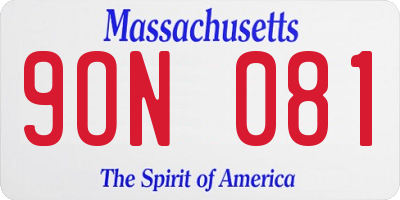 MA license plate 9ON081