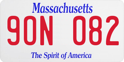MA license plate 9ON082