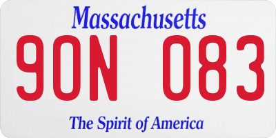 MA license plate 9ON083