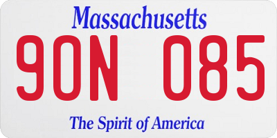 MA license plate 9ON085
