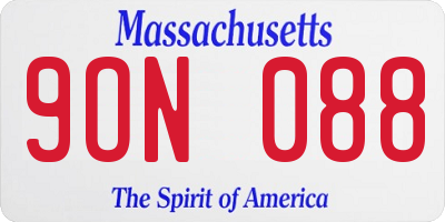 MA license plate 9ON088
