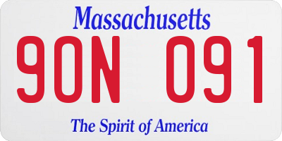 MA license plate 9ON091