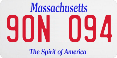 MA license plate 9ON094
