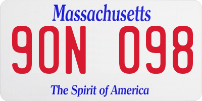 MA license plate 9ON098