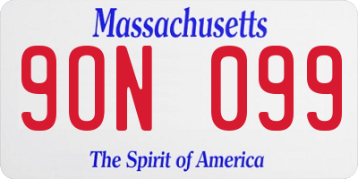 MA license plate 9ON099