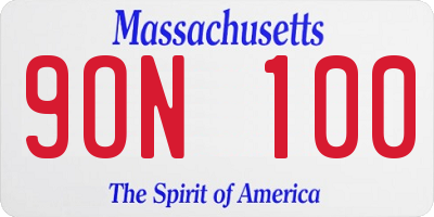 MA license plate 9ON100