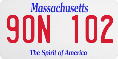 MA license plate 9ON102