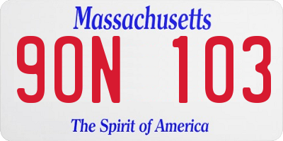 MA license plate 9ON103
