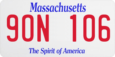 MA license plate 9ON106
