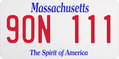 MA license plate 9ON111