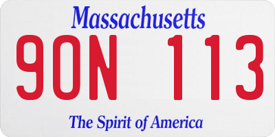 MA license plate 9ON113