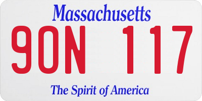 MA license plate 9ON117