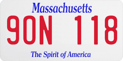 MA license plate 9ON118