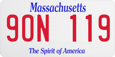 MA license plate 9ON119