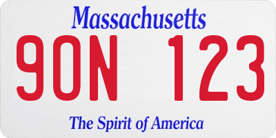 MA license plate 9ON123
