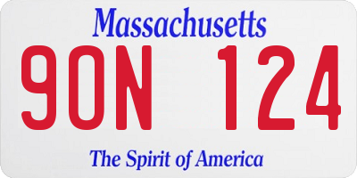 MA license plate 9ON124