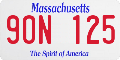 MA license plate 9ON125