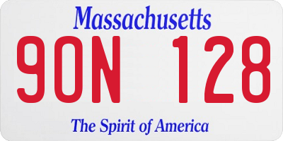 MA license plate 9ON128
