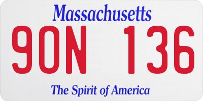 MA license plate 9ON136