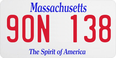 MA license plate 9ON138