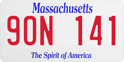 MA license plate 9ON141