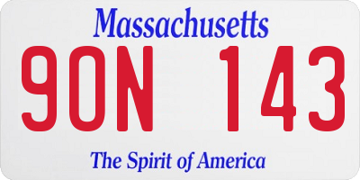 MA license plate 9ON143