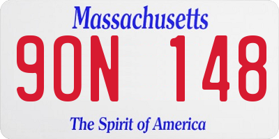 MA license plate 9ON148