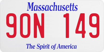 MA license plate 9ON149