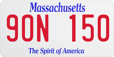 MA license plate 9ON150