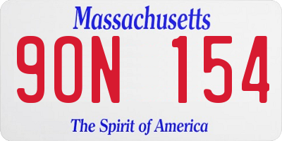 MA license plate 9ON154