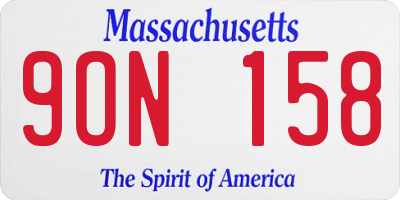 MA license plate 9ON158
