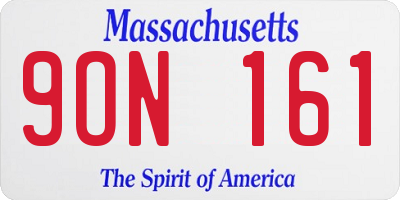 MA license plate 9ON161